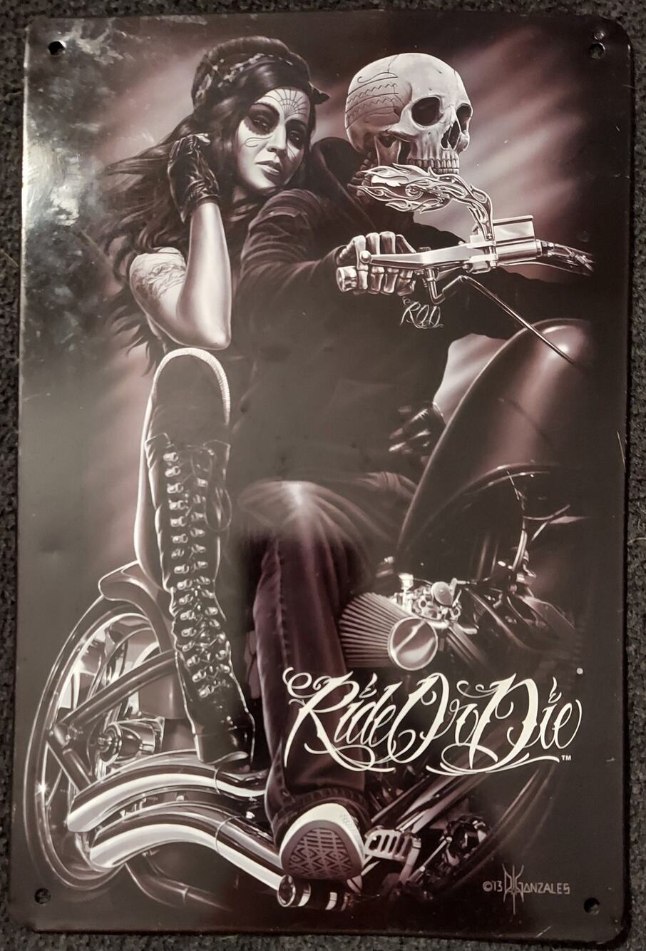 Ride or Die Metal Wall Art sign by David Gonzales